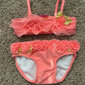 Kate Mack Coral and White Swimsuit